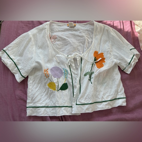VRG GRL x Astrid Wilson Fleuriste Linen Smock Top - Picture 2 of 4